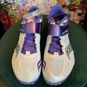 NWB Saucony SpitFire 2 Track Running Shoes Purple & White sz 6.5